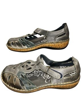 Propét Leather Mary Jane Comfort Shoes Gray Women’s Size 10 Wide W Orthopedic